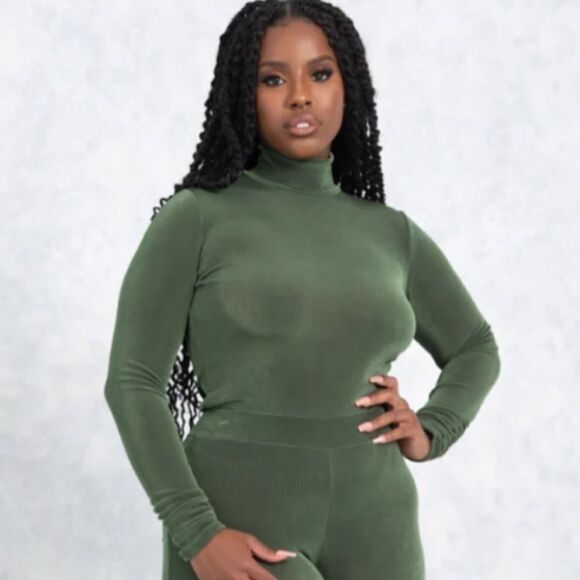 KLOSET ENVY SCRUNCH BODYSUIT S GREEN NWT IN PKG - Picture 1 of 6